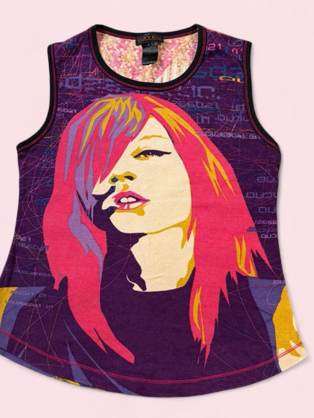 Y2k Hayes Graphic Pop Art Girl Graphic Tank Top - Purple & Pink